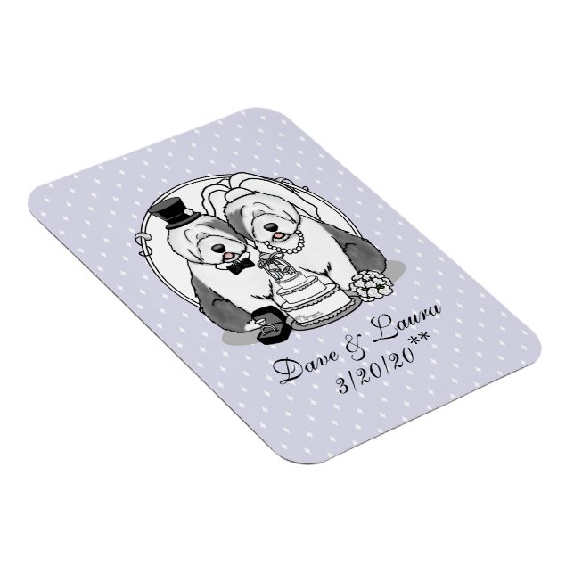Hochzeit Old English Sheepdogs Bride Groom Gray 1 Magnet (Rechte Seite)