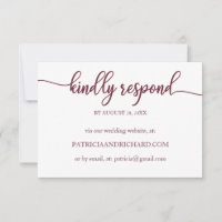 Hochzeit Online RSVP Card Burgundy Calligrafy