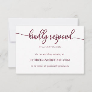 Hochzeit Online RSVP Card Burgundy Calligrafy