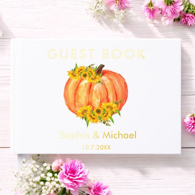 Hochzeit Orange Pumpkin Fall Sonnenblume Gästebuch (Von Creator hochgeladen)