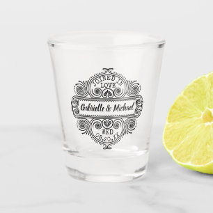 Hochzeit Ornament Vintage Rahmen Benutzerdefiniert Schnapsglas