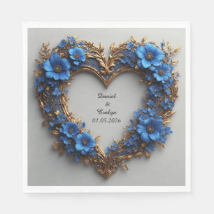 Hochzeit Ornamentales Florales Herz Rahmen Blaue B Serviette