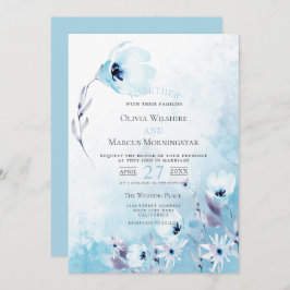 Hochzeit | Pale Blue Watercolor Anemone Garden Einladung