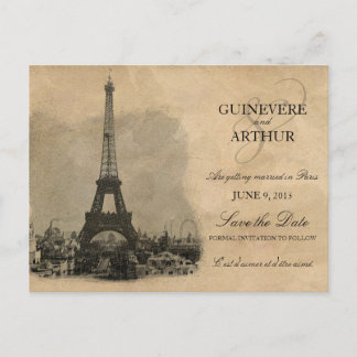 Hochzeit Paris Frankreich Save the Date Vintage Ankündigungspostkarte