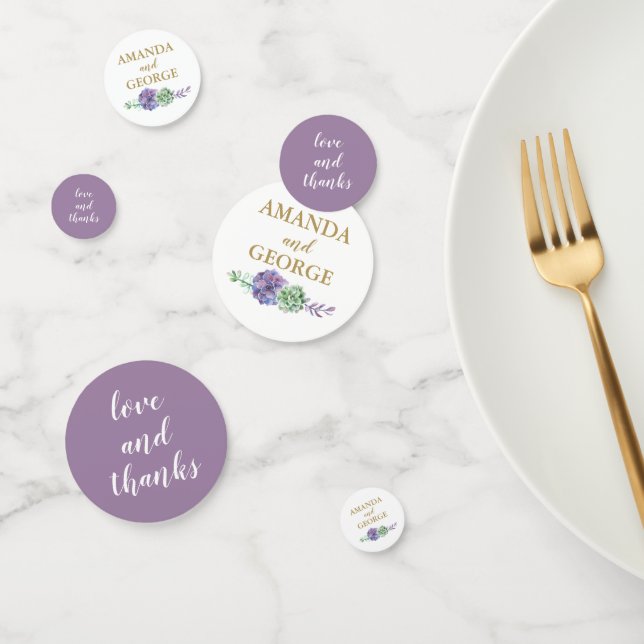 Hochzeit personalisiertes Konfetti Gold und lila (Gruppe)