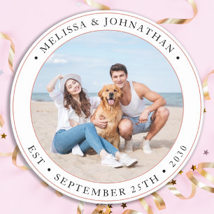 Hochzeit Personalisiertes modernes Foto Runder Pappuntersetzer