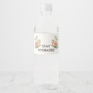 Hochzeit Pfau Botanical Vintage Elegante Tischde Wasserflaschenetikett