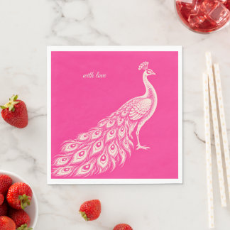 Hochzeit Pfau Botanisch | Rosa Serviette