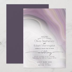 HOCHZEIT   Pflaumenweiche Lila Marmor Einladung