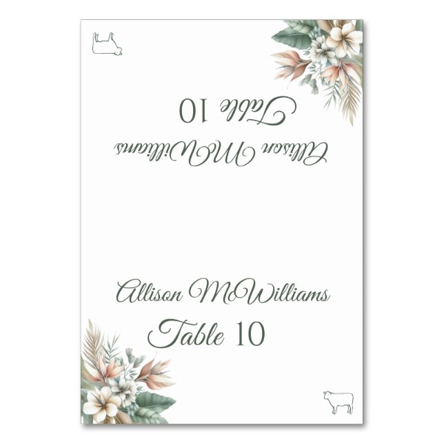 Hochzeit Platzkarte-Tropisches Elegance-Meat- Tischnummer (Vorderseite)