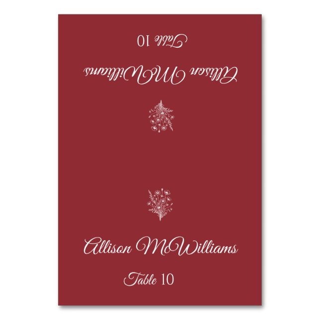 Hochzeit Platzkarte-Vegetarian-Wildblume Elegante Tischnummer (Vorderseite)