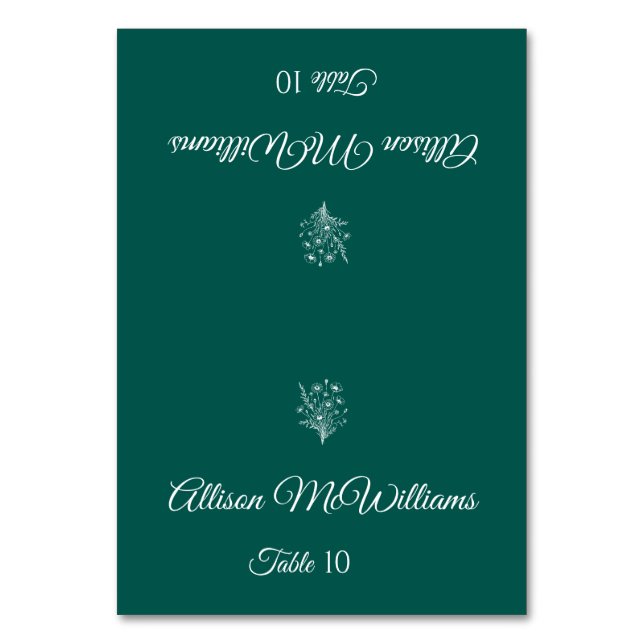 Hochzeit Platzkarte-Vegetarian-Wildblume Elegante Tischnummer (Vorderseite)