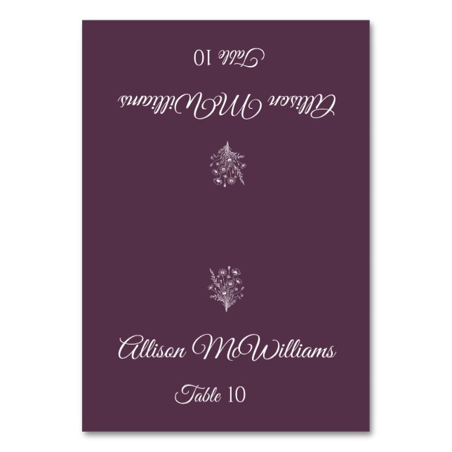 Hochzeit Platzkarte-Vegetarian-Wildblume Elegante Tischnummer (Vorderseite)