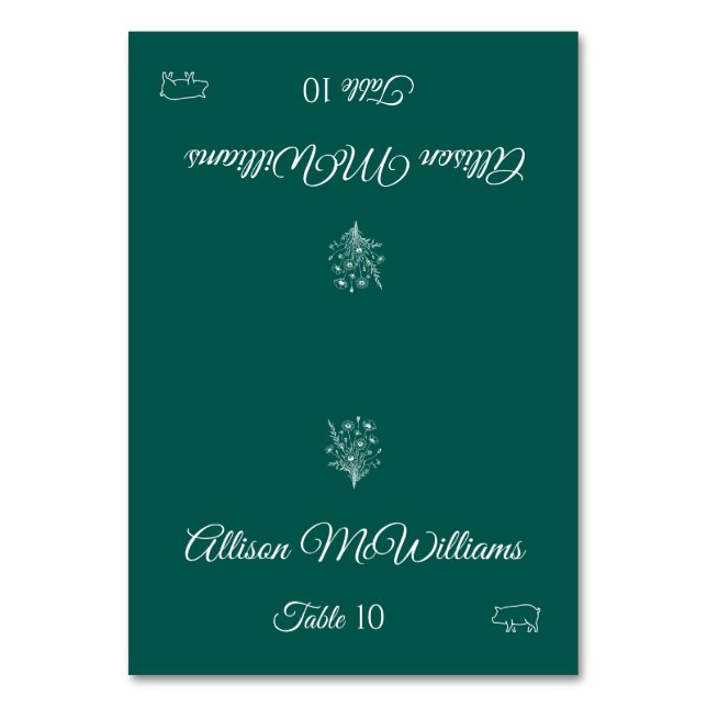 Hochzeit Platzkarte-Wildblume Elegance-Pork Icon- Tischnummer (Vorderseite)