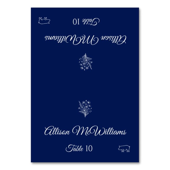 Hochzeit Platzkarte-Wildblume Elegance-Pork Icon- Tischnummer (Vorderseite)