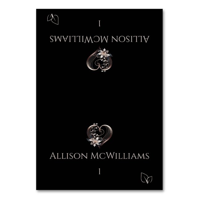 Hochzeit Platzkarten-Rosa Herz-Vegetarisches Symbo Tischnummer (Vorderseite)