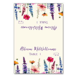 Hochzeit Platzkarten-Wildblume-Symphonie- Tischnummer