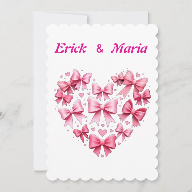 Hochzeit plus Valentinsche Bögen rosa Einladung (Vorderseite)