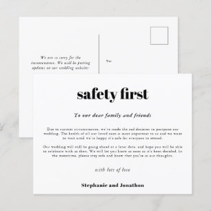 Hochzeit Postpone Sicherheit erste COVID-Skript we Ankündigungspostkarte