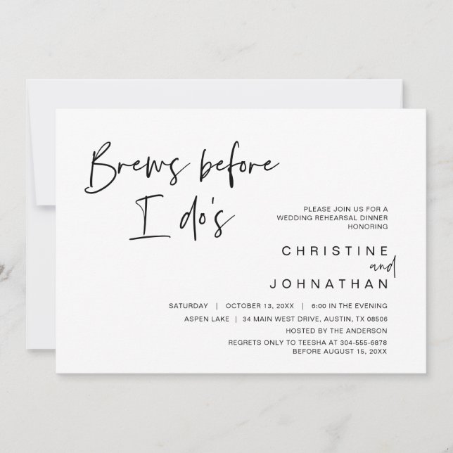 Hochzeit Probe Dinner, brauen bevor ich es tue Einladung (Vorderseite)