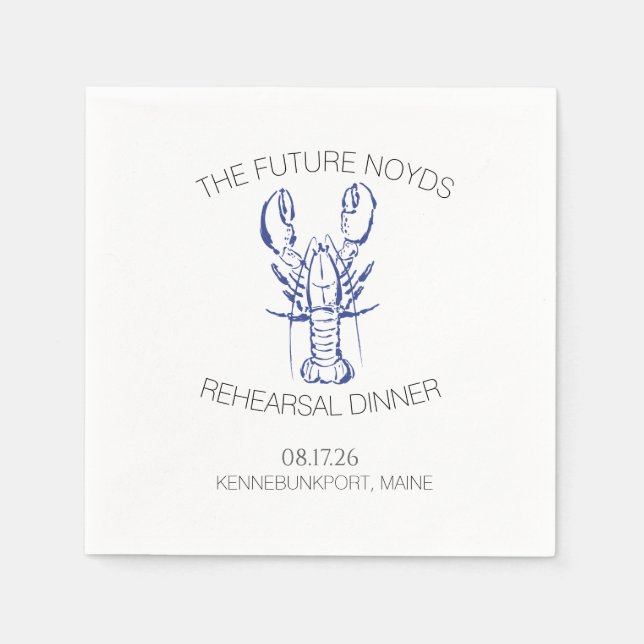 Hochzeit-Probedinner-Aufkleber für Küstenhummer Serviette (Vorderseite)