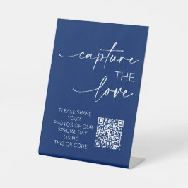 Hochzeit QR Code Foto App Upload Royal Blue Sockelschild