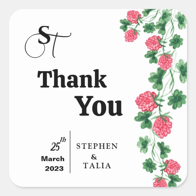 Hochzeit Quadratischer Aufkleber (Vorderseite)