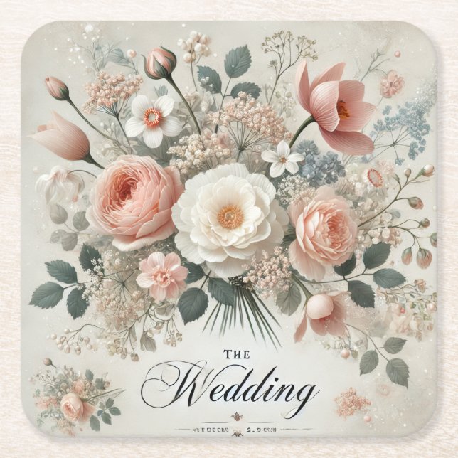 Hochzeit Rechteckiger Pappuntersetzer (Vorderseite)