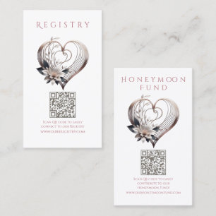 Hochzeit Registry-Modern Pink Heart mit Blume Visitenkarte