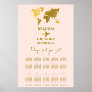 Hochzeit Reisepass Roségold Sitzordnung Poster