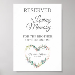 Hochzeit reservierter Sitz für Liebende Florales H Poster