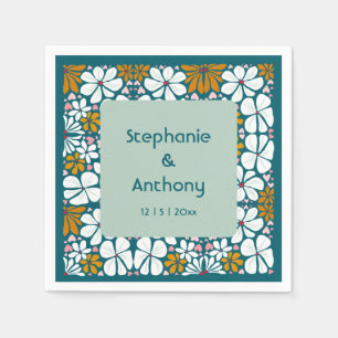 Hochzeit Retro Blumen Groovy 70er Boho Serviette