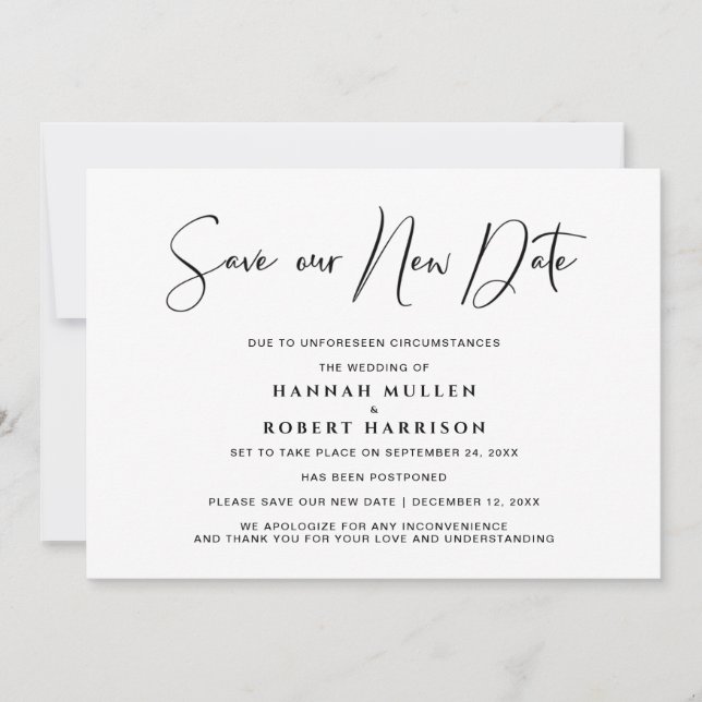 Hochzeit Rette unseren neuen Terminverschiebungsmi Ankündigung (Vorderseite)