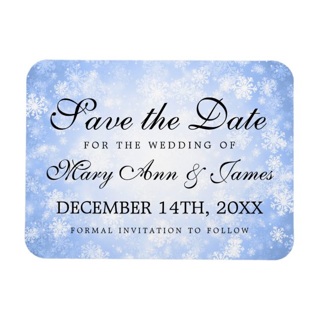 Hochzeit retten das Datum Blue Winter Wonderland Magnet (Horizontal)