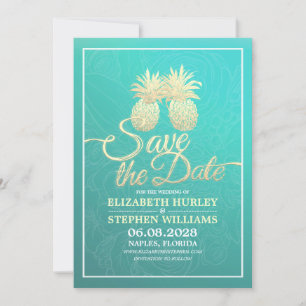 Hochzeit retten das Datum Moderne Gold Ananas Save The Date