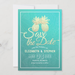 Hochzeit retten das Datum Moderne Gold Ananas Save The Date