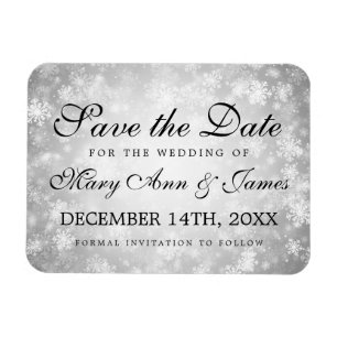 Hochzeit retten das Datum Silver Winter Wonderland Magnet