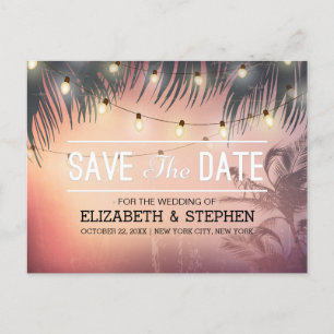 Hochzeit retten das Datum Sommer Beach Palm Tree L Ankündigungspostkarte