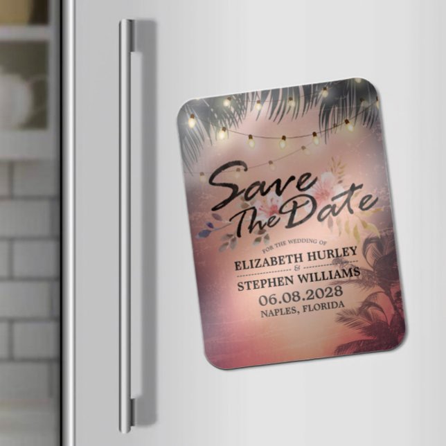 Hochzeit retten das Datum Sommer Beach Palm Tree L Magnet (Von Creator hochgeladen)