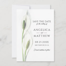 Hochzeit retten das Datum White Peace Calla Lily Save The Date