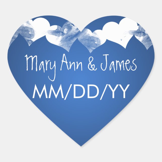 Hochzeit retten den Date Grunge hört Blue Herz-Aufkleber (Vorderseite)