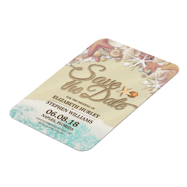 Hochzeit retten Sommersommer Sandstrand Starfish Magnet (Linke Seite)