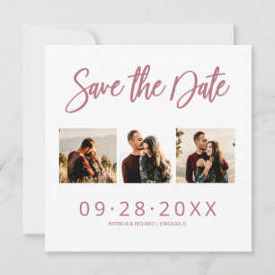 Hochzeit Rettet das Datum 3 Foto Collage Einladung