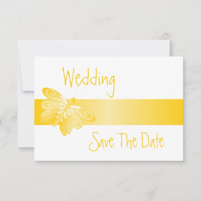 Hochzeit rettet das Datum der gelben Schmetterling Save The Date (Vorderseite)