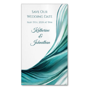Hochzeit Rettete unser Date - Modern Emerald Green Magnetische Visitenkarte
