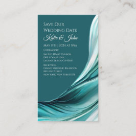 Hochzeit Rettete unser Date - Modern Emerald Green Visitenkarte