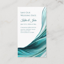 Hochzeit Rettete unser Date - Modern Emerald Green Visitenkarte