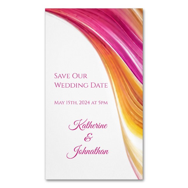 Hochzeit Rettete unser Datum - Modernrosa Gelb- Magnetische Visitenkarte (Vorderseite Vertikal)