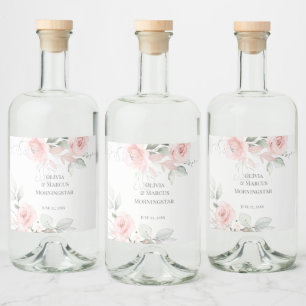 Hochzeit Romantische rosa Vintage Rose Alkoholflaschenetikett