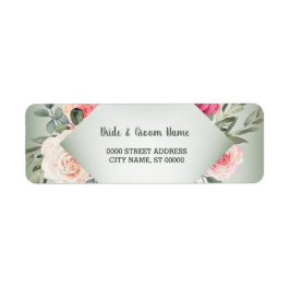 Hochzeit Rosa Floral Rustikal Grün Rücksendeadress